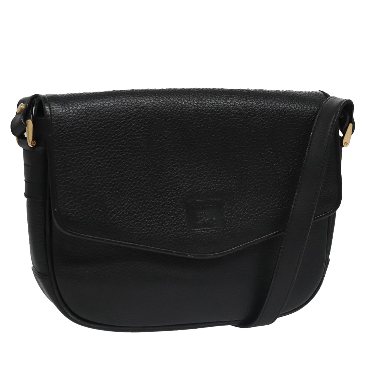 Burberrys Shoulder Bag Leather Black Gold Auth Ep6988